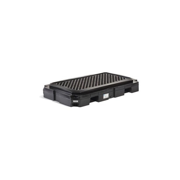 Pig PIG Heavy-Duty 2-Drum Poly Spill Containment Pallet Black WOD 66" L x 40" W x 8.75" H PAK604-BK-WOD - main